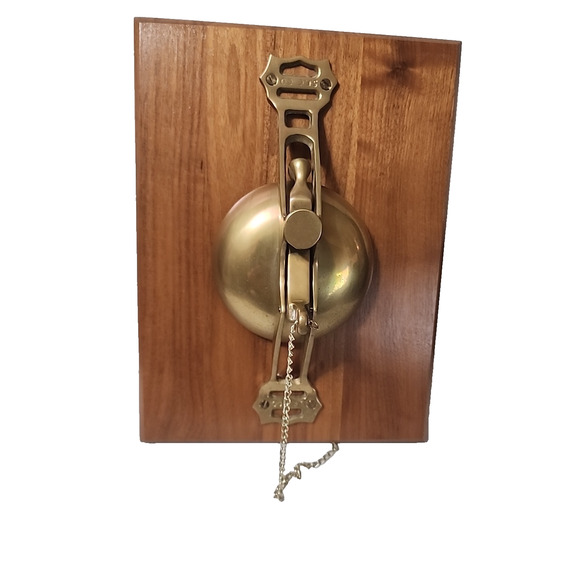 San Francisco Cable Car Solid Brass Conductor Bell Mounted on Wood 12" × 9" - Picture 1 of 5